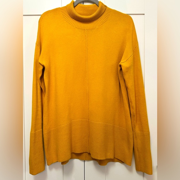 French Connection High Neck Oversized Sweater Mustard Yellow Women’s Sz Med - Picture 1 of 4